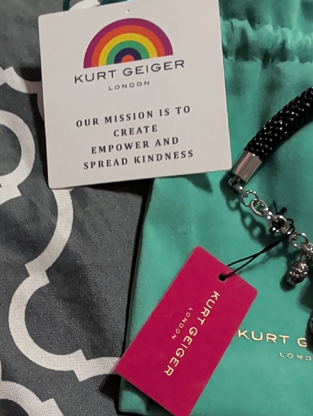 NWT Kurt Geiger Silver And Black Bracelet - Picture 3 of 3